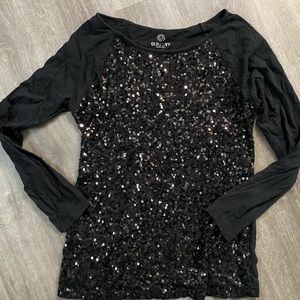 Old Navy Black sequin long sleeve blouse